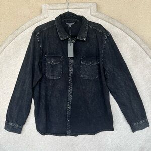 John Varvatos Black Washed Button Front Shirt Jacket | Men’s XL | NWT